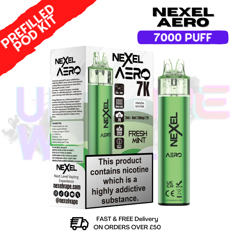 Fresh Mint Nexel 7000 Puff Pod Kit - ukvapeworld