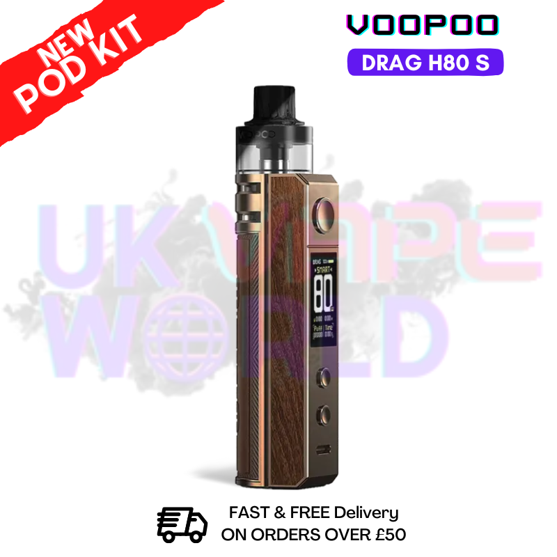 Shop Golden Rosewood Voopoo Drag H80 s pod Kit + Free Nicsalt - ukvapeworld