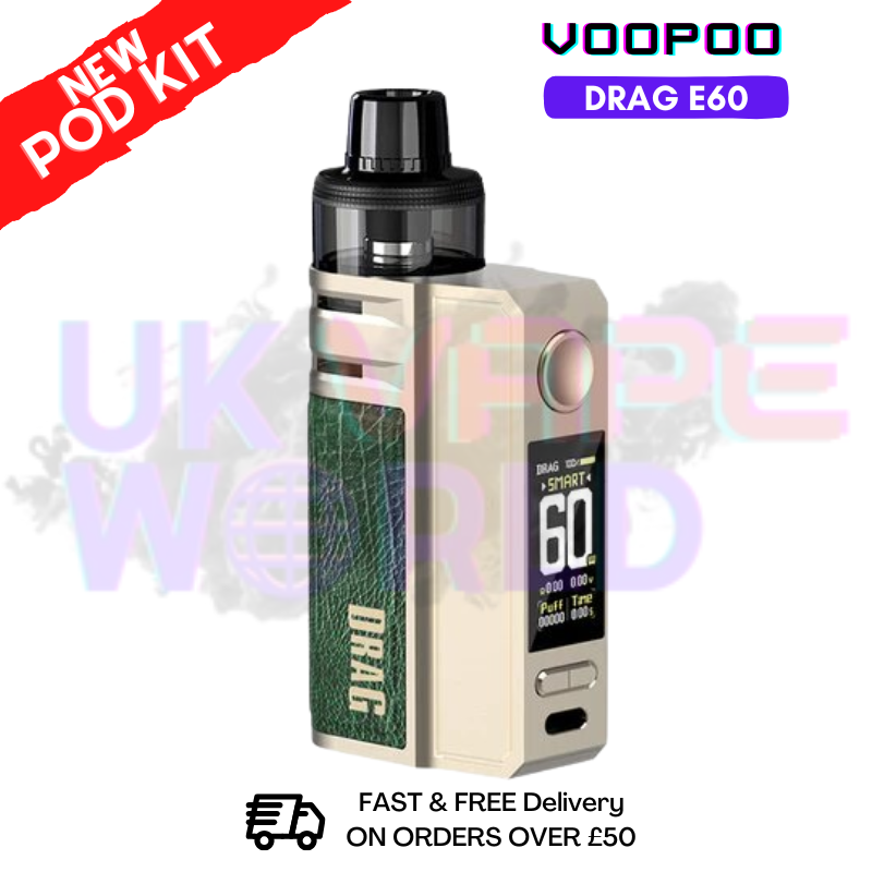 Shop Golden Voopoo Drag E60 pod Kit + Free Nicsalt - ukvapeworld