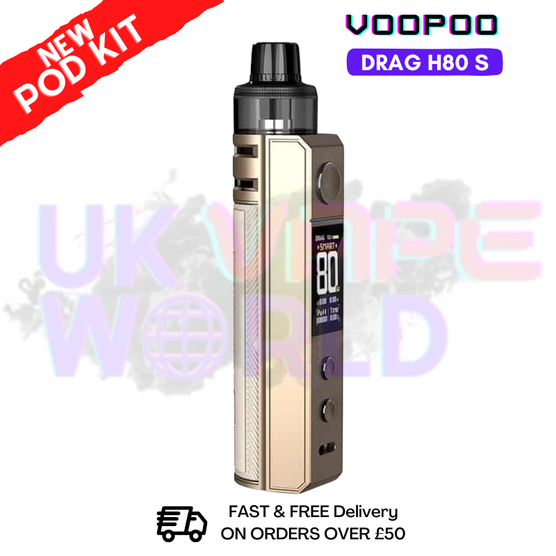 Shop Golden Voopoo Drag H80 s pod Kit + Free Nicsalt - ukvapeworld