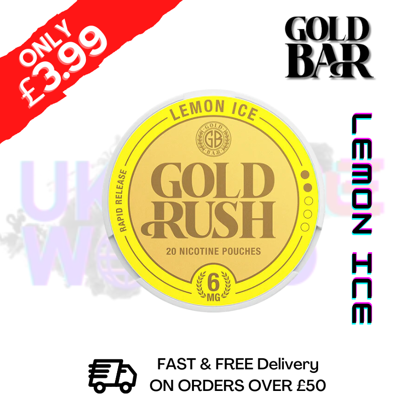 Shop Lemon Ice Gold Rush Nic Nicotine Pouches by Gold Bar - UK Vape World