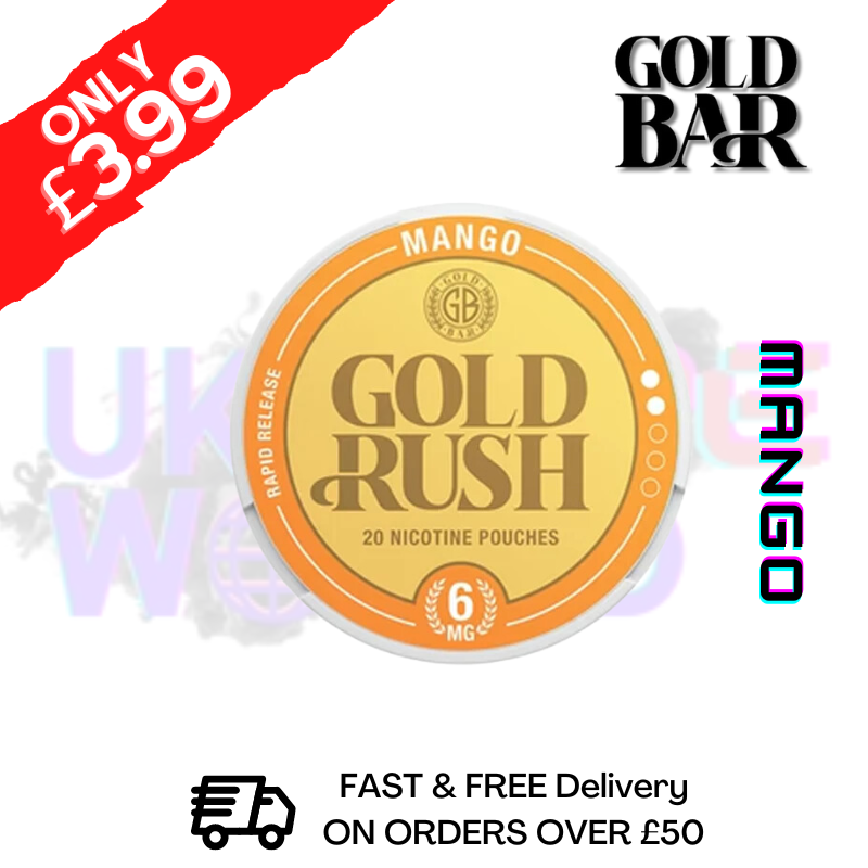 Shop Mango Gold Rush Nic Nicotine Pouches by Gold Bar - UK Vape World
