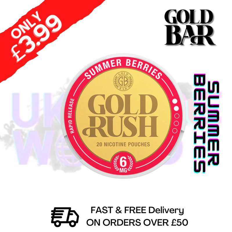 Shop Summer Berries Gold Rush Nic Nicotine Pouches by Gold Bar - UK Vape World