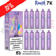 Grape Ice RandM 7000 Puff T7000 Box Of 10 - ukvapeworld