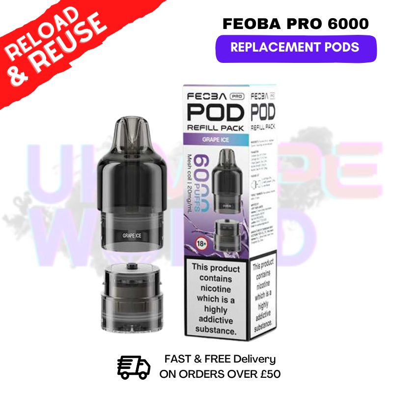 Grape Ice FEOBA Pro 6000 Replacement Pods - ukvapeworld