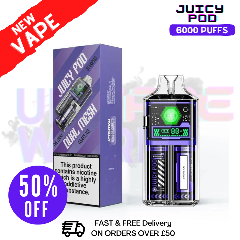 Shop Juicy Pod 6000 Pro Grape Ice Kit - UK Vape World