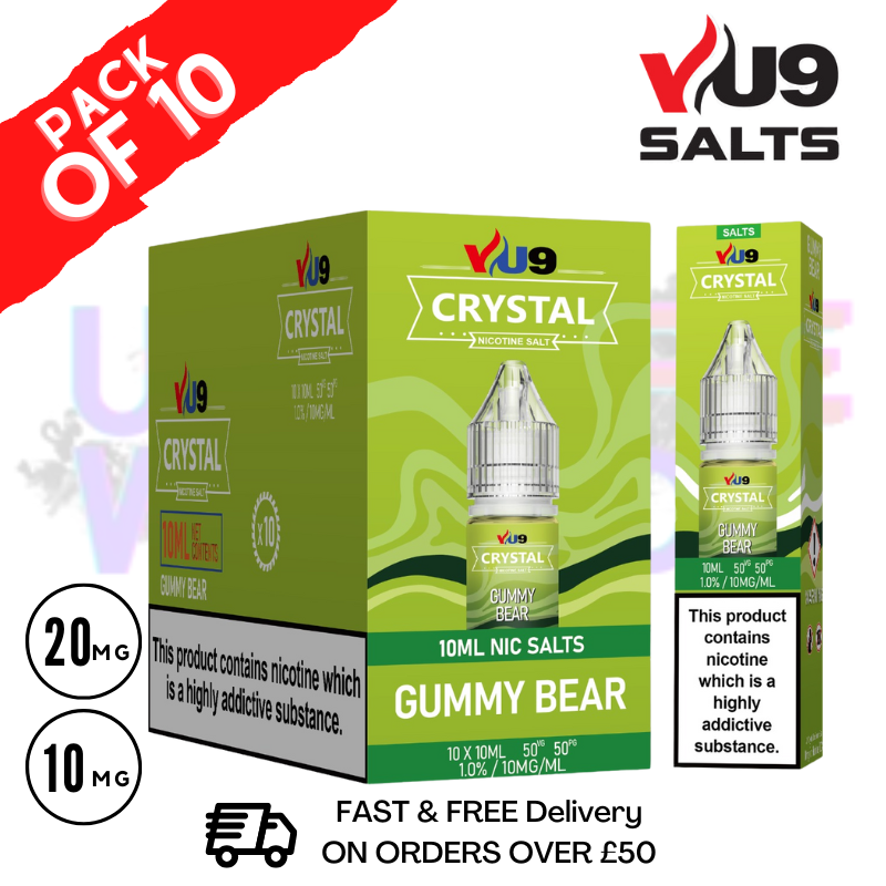 Gummy Bear VU9 Crystal Nic Salt Box Of 10