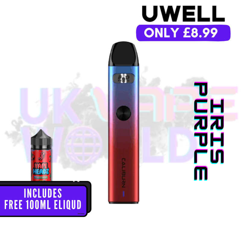 Iris Purple - Uwell Caliburn A2 Pod Vape Kit + Free 100ML Eliquid