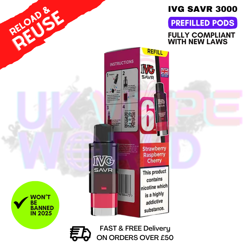 Shop Strawberry Raspberry Cherry IVG 3K Replacement Pod - UK Vape World