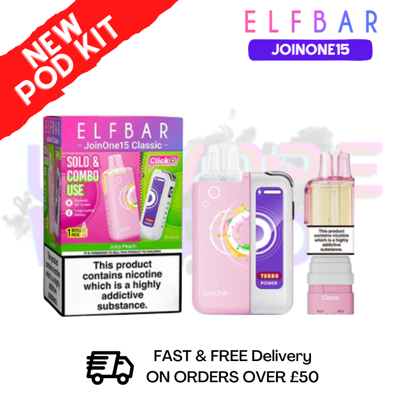 Buy Juicy Peach ELFBAR 15K JoinOne15 Pod Kit  - UK Vape World
