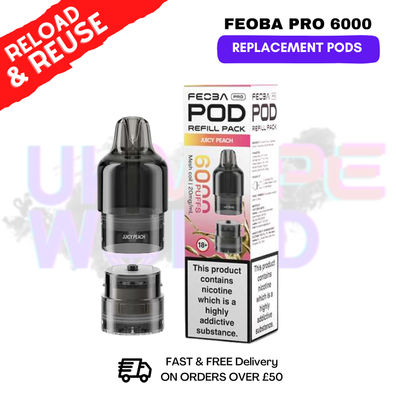 Juicy Peach FEOBA Pro 6000 Replacement Pods - ukvapeworld