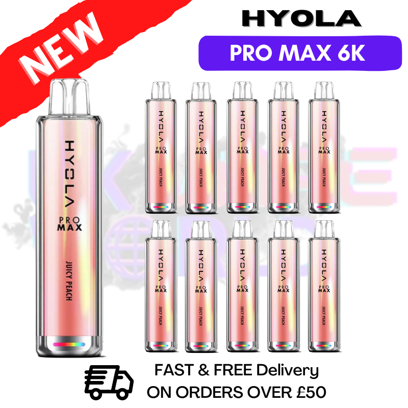 Shop Juicy Peach Hyola Pro Max 6000 Puff Box Of 10 - UK Vape World