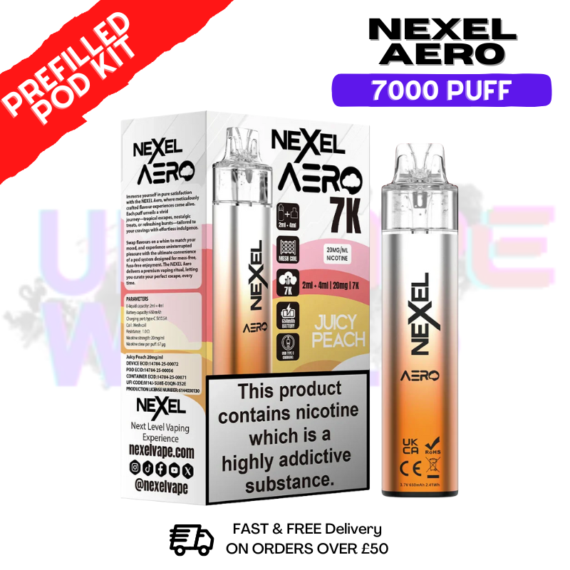 Juicy Peach Nexel 7000 Puff Pod Kit