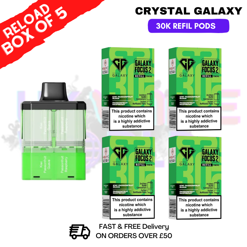Shop Kiwi Passionfruit Guava Crystal Galaxy 30K Replacement Pods Box Of 5 - Ukvapeworld