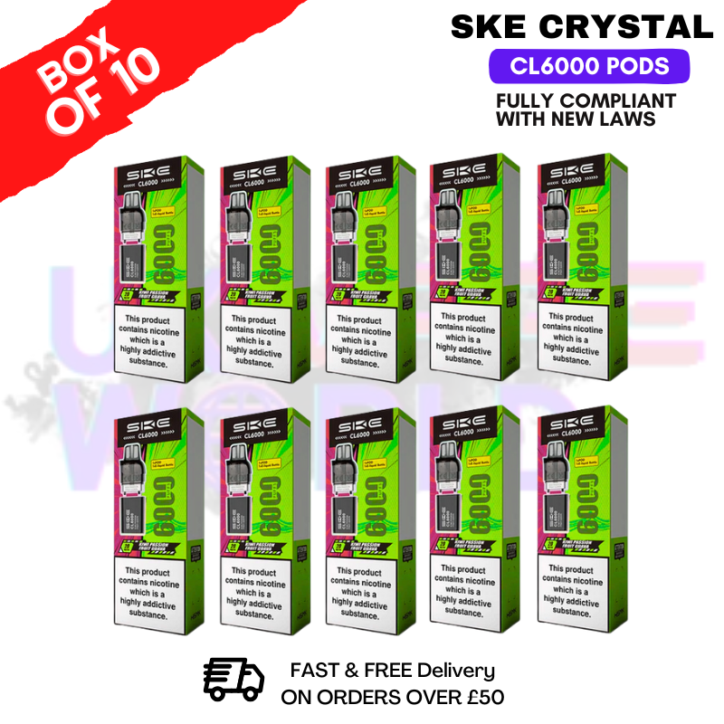 Kiwi Passionfruit Guava SKE Crystal CL6000 Prefilled Pod Box Of 10 - ukvapeworld