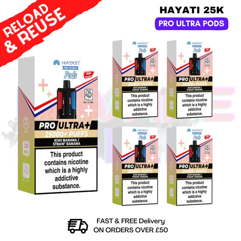 Hayati 25K Kiwi Banana - Straw Banana Replacement Pods Box Of 5 - ukvapeworld