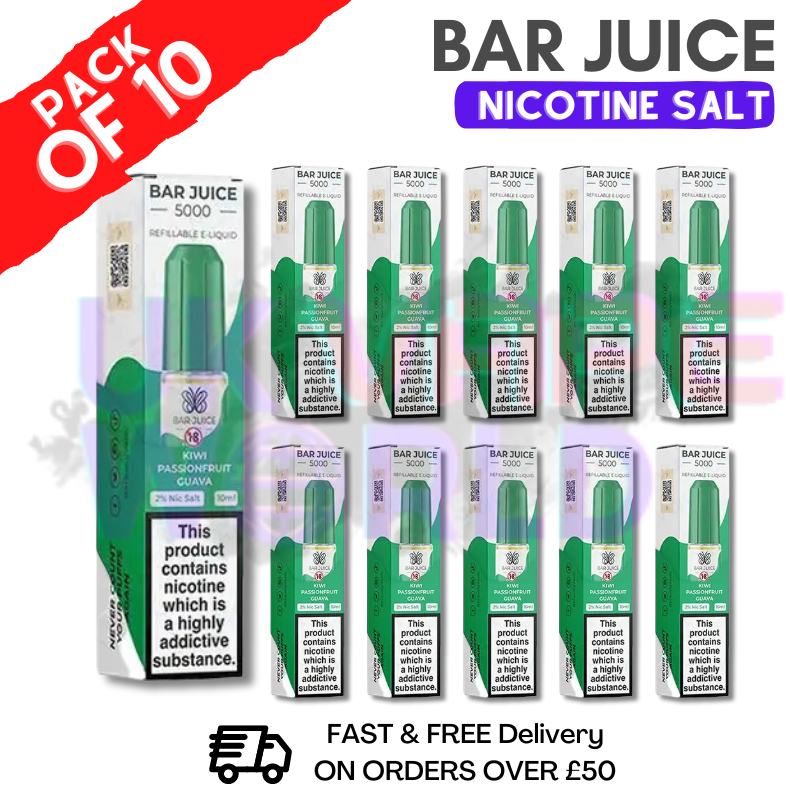 Shop Kiwi Passionfruit Guava Bar Juice 5000 Nic Salt | Box of 10  - UK Vape World