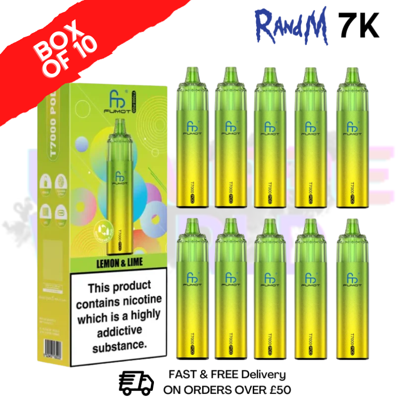 Lemon and Lime RandM 7000 Puff T7000 Box Of 10 - ukvapeworld