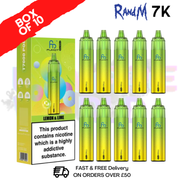 Lemon and Lime RandM 7000 Puff T7000 Box Of 10 - ukvapeworld