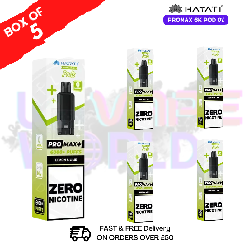 Lemon Lime Hayati Pro Max 6000 ZERO NICOTINE Box of 5