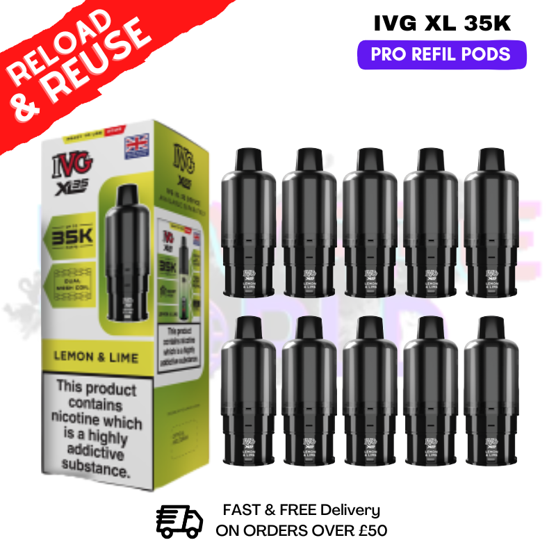 Lemon Lime IVG XL 35K Replacement Pods Box Of 10 - ukvapeworld