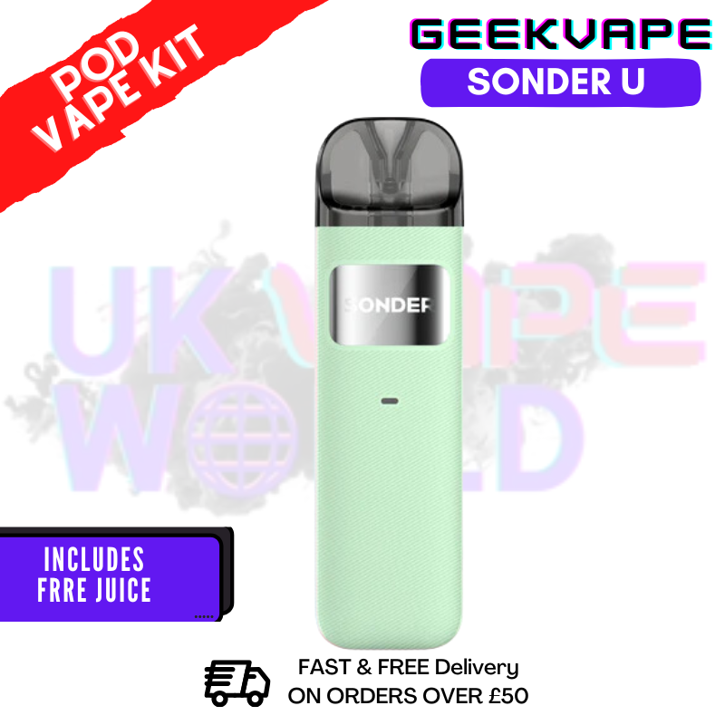 Light Green GeekVape Sonder U Pod Kit + 2x FREE SALTS - UK Vape World