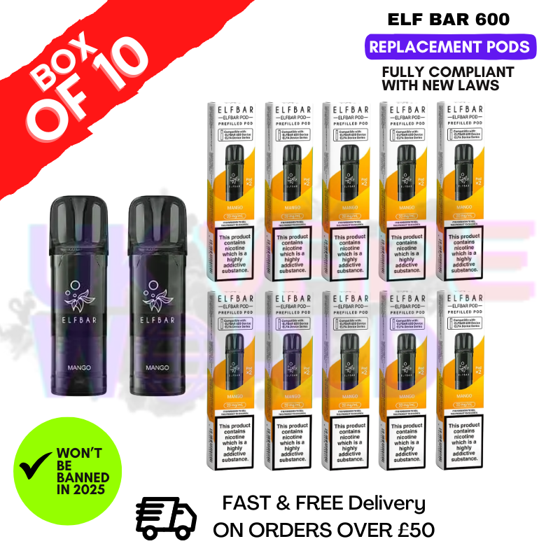 Elf Bar 600 Puff Mango Replacement Pods Box of 10