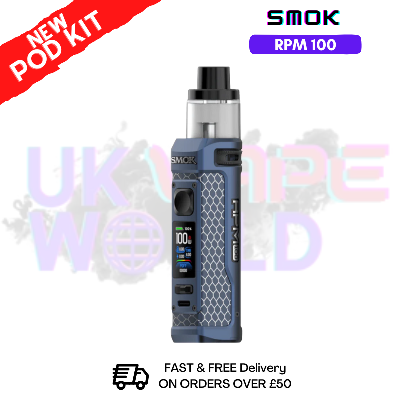 Matte Blue Smok Rpm 100 Pod Kit + Free Nic Salt (PRICE £24.99) - ukvapeworld