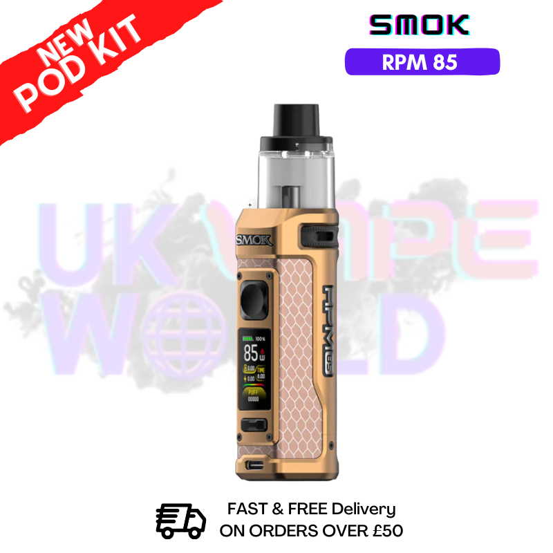 Matte Gold Smok Rpm 85 Pod kit + Free Nic salt (PRICE £29.99) - ukvapeworld