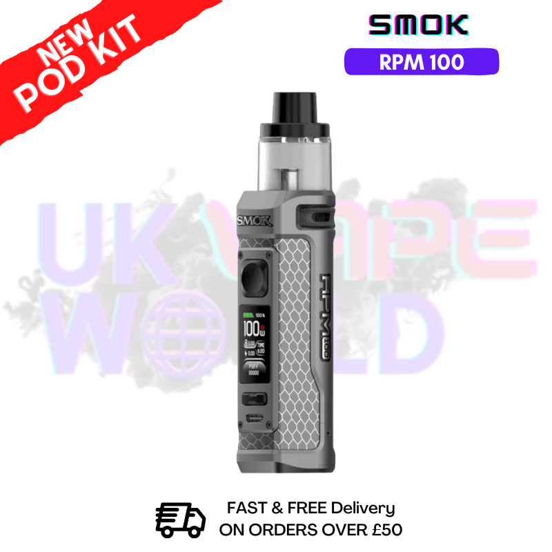Matte Gun Metal Smok Rpm 100 Pod Kit + Free Nic Salt (PRICE £24.99) - ukvapeworld