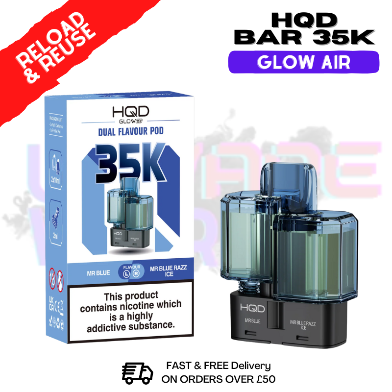 MR Blue  HQD 35K Glow Air Replacement Pods - ukvapeworld
