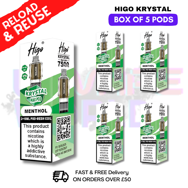 Menthol Krystal Higo Max Replacement Pods BOX OF 5 - ukvapeworld