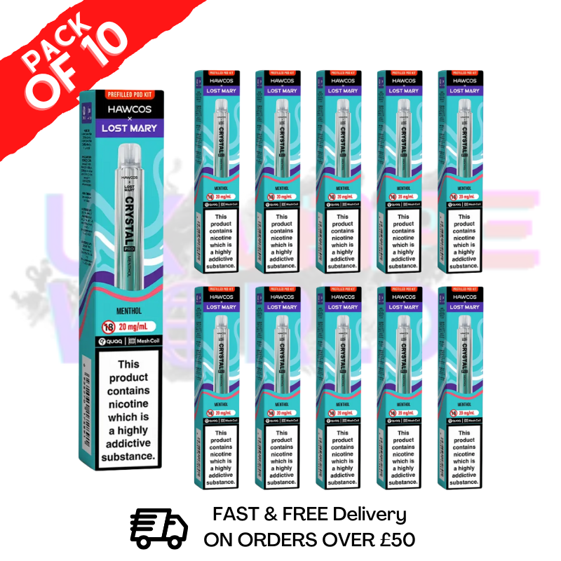 shop Menthol Lost Mary Crystal Pro 600 Puff Box Of 10 - ukvapeworld