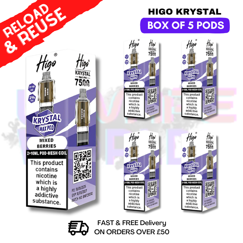 Mixed Berries Krystal Higo Max Replacement Pods BOX OF 5 - ukvapeworld