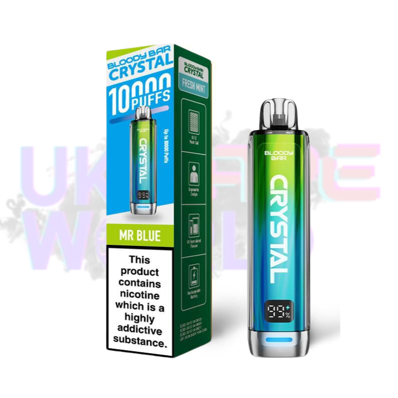 what flavour is mr blue vape Mr Blue Bloody Bar Crystal 10K Puff Box Of 10