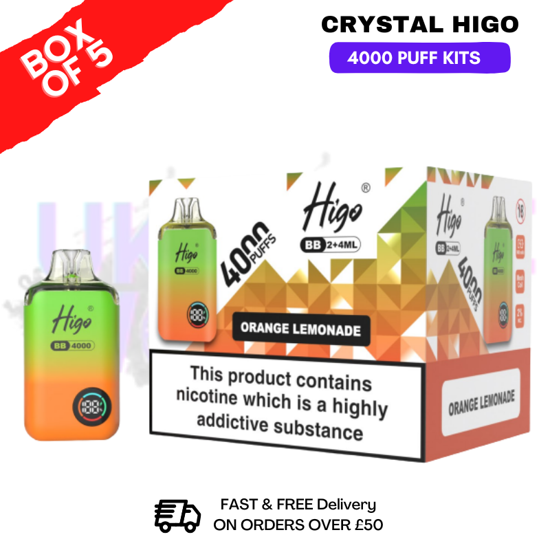 shop Orange Lemonade Crystal Higo 4000 Pod Kits Box Of 5 - Ukvapeworld