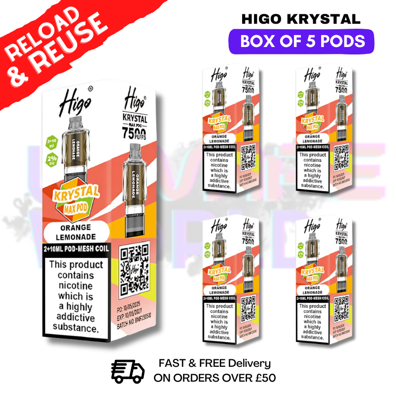 Orange Lemonade Krystal Higo Max Replacement Pods BOX OF 5 - ukvapeworld