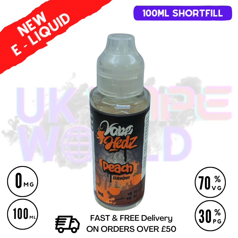 Peach Vape Hedz 100ml Shortfill Eliquid