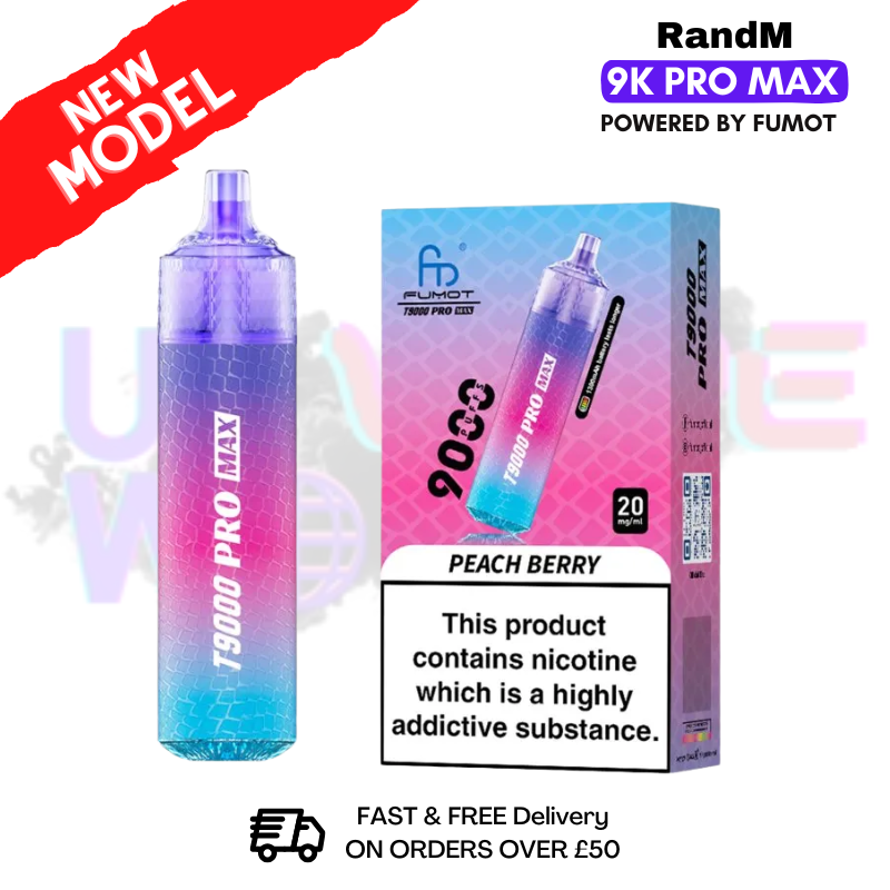 randm tornado 9000 peach berry RandM Tornado 9000 Puff 9K Prefilled Pod Kit
