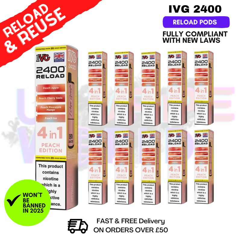 Peach Edition IVG 2400 RELOAD Pods - Box Of 10