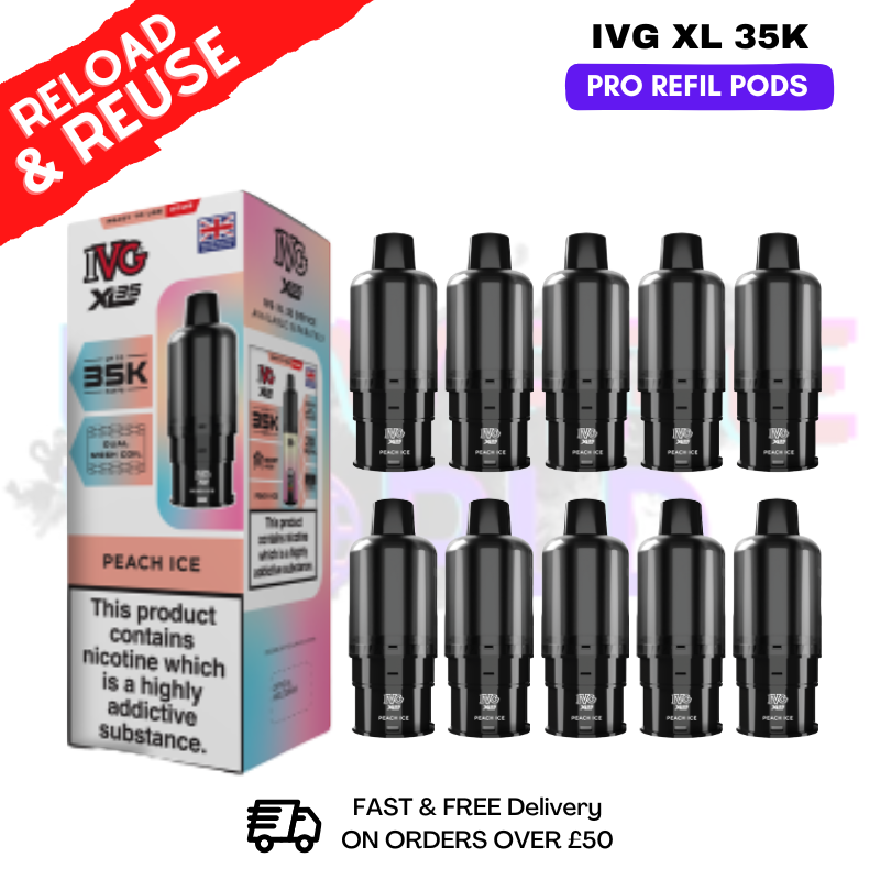 Peach ICE IVG XL 35K Replacement Pods Box Of 10 - ukvapeworld
