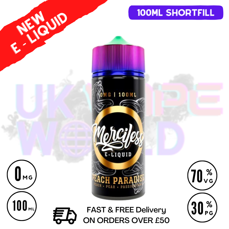 Peach Paradise Merciless Shortfill Juice 100ML Eliquid-ukvapworld