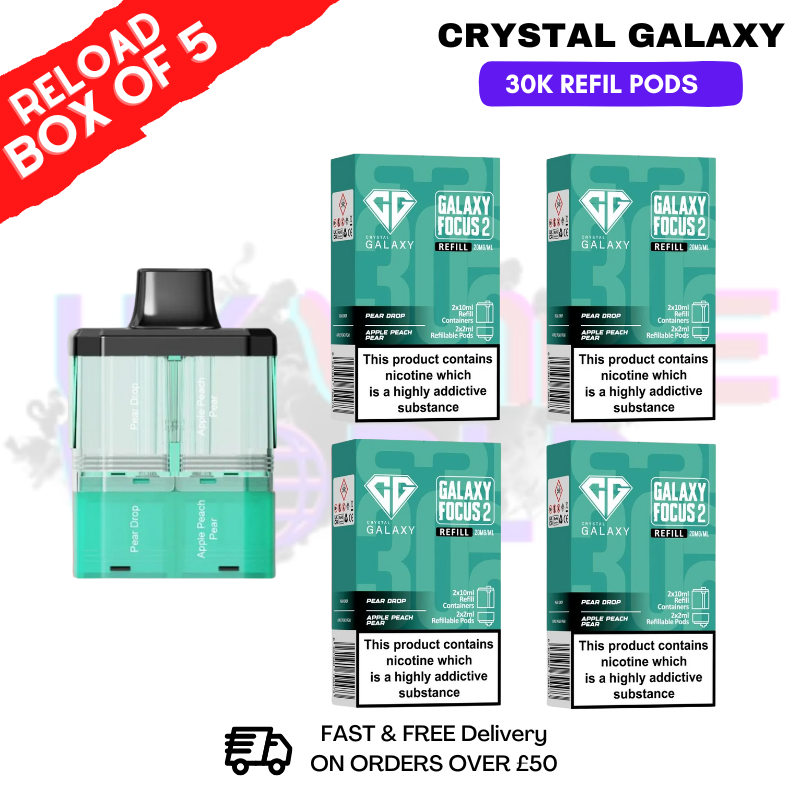 Shop Pear Drop Crystal Galaxy 30K Replacement Pods Box Of 5 - Ukvapeworld