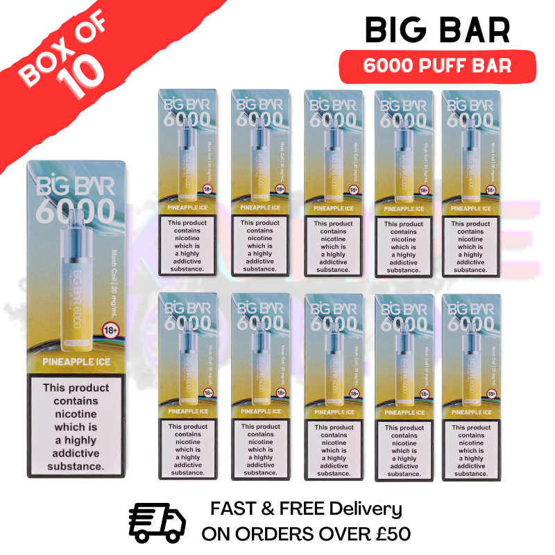 Shop Pineapple ICE Feoba Big Bar 6000 Puff 6K Box Of 10 - UK Vape World