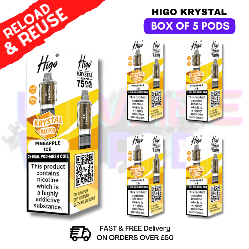 Pineapple Ice Krystal Higo Max Replacement Pods BOX OF 5 - ukvapeworld