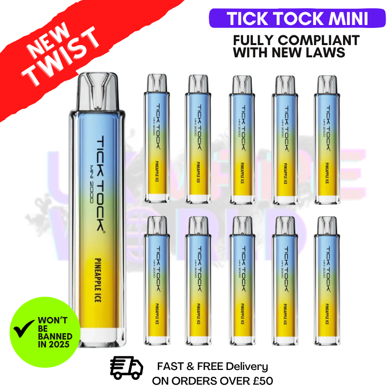 Shop Pineapple Ice Tick Tock Mini 2000 Box Of 10 - UK Vape World