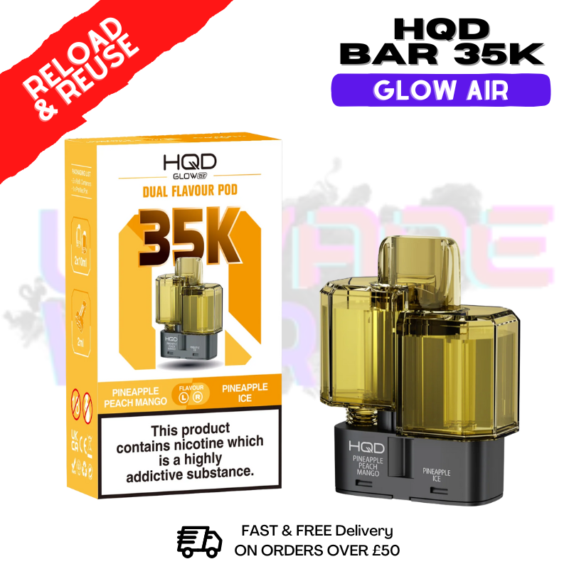 Pineapple Peach Mango  HQD 35K Glow Air Replacement Pods - ukvapeworld