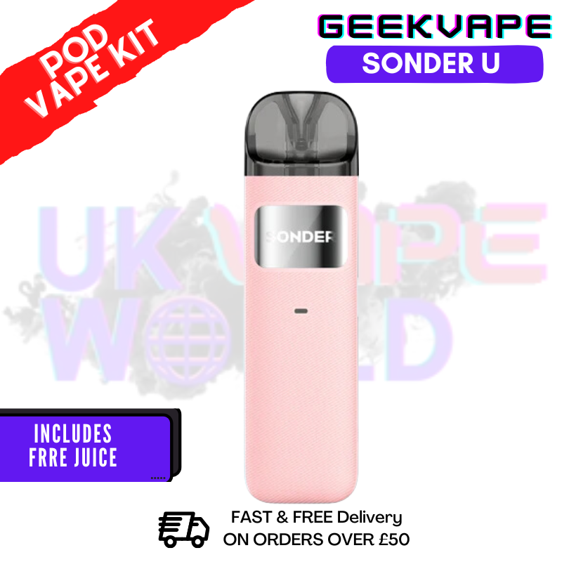 Shop Pink GeekVape Sonder U Pod Kit + 2x FREE SALTS - UK Vape World