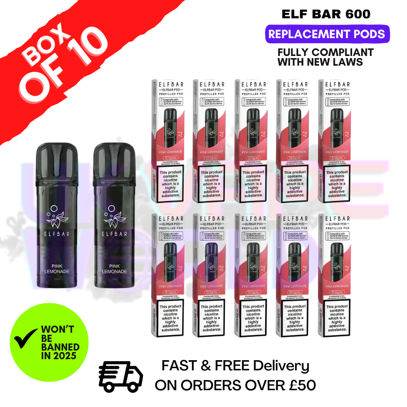 Elf Bar 600 Puff Pink Lemonade Replacement Pods Box of 10