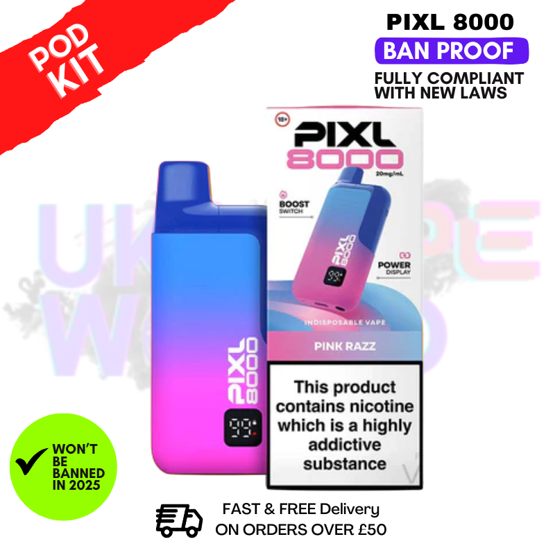 Pink Razz Pixl 8K 8000 Puff Pod Kit